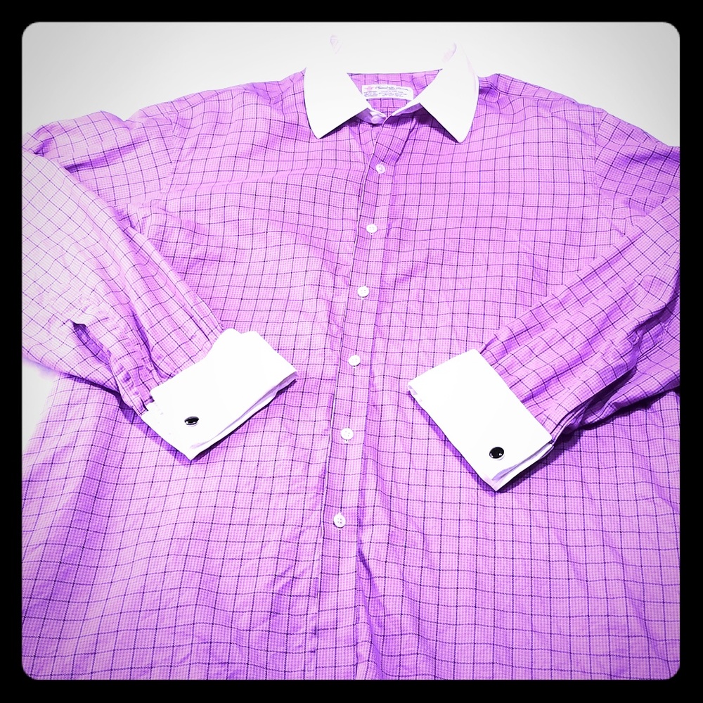 Turnbull & Asser mens L size 17 1/2 Dbl. Cuff $365